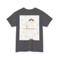 Christian Rainbow Chick Tee with 2 Peter 3:6-7 Scripture — Cute Floral & Coins Design