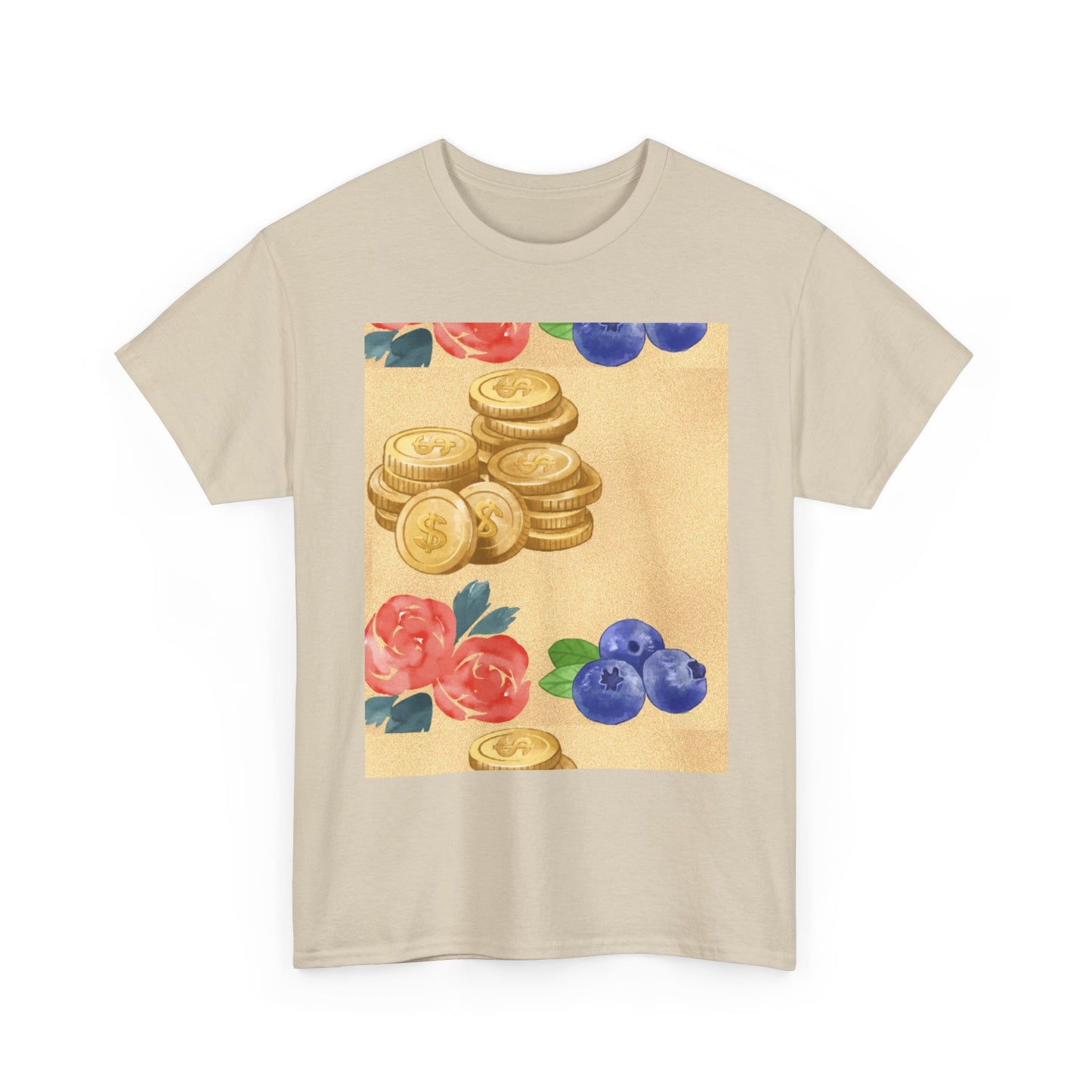 Christian Rainbow Chick Tee with 2 Peter 3:6-7 Scripture — Cute Floral & Coins Design
