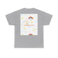 Christian Rainbow Chick Tee with 2 Peter 3:6-7 Scripture — Cute Floral & Coins Design