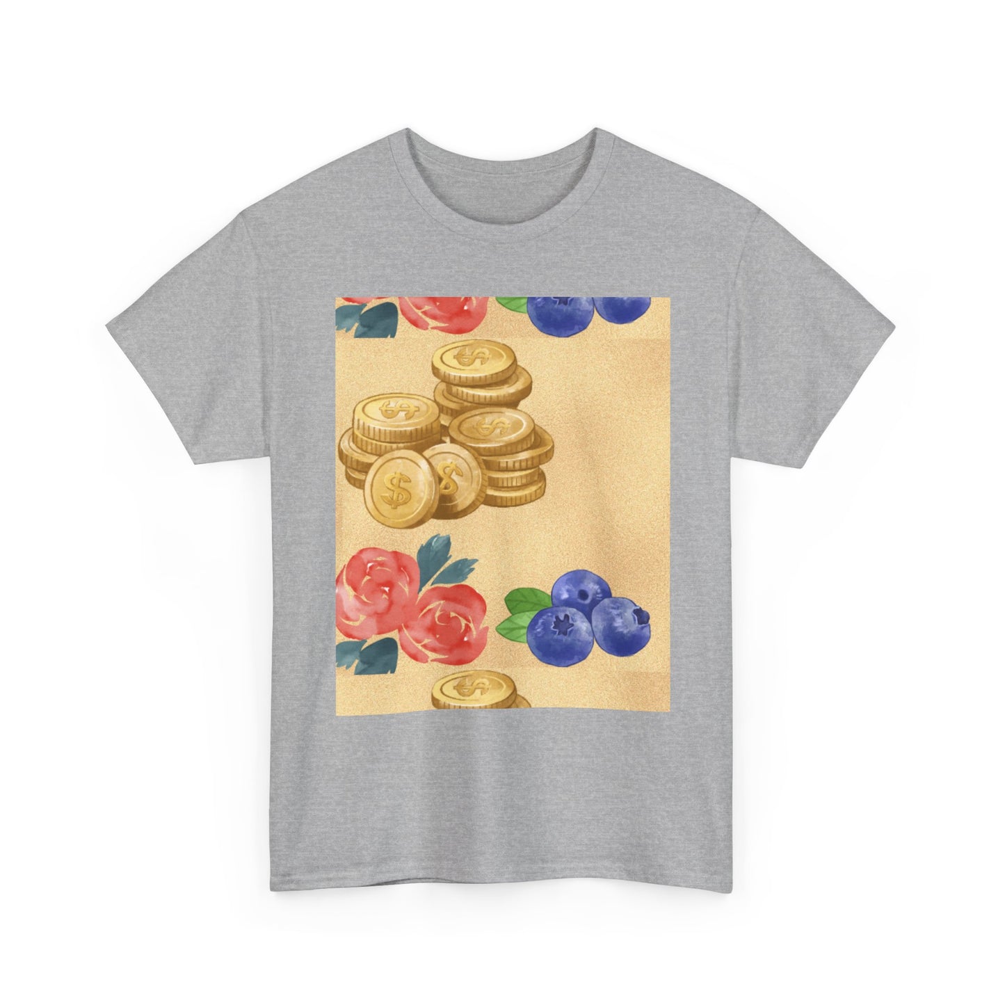 Christian Rainbow Chick Tee with 2 Peter 3:6-7 Scripture — Cute Floral & Coins Design