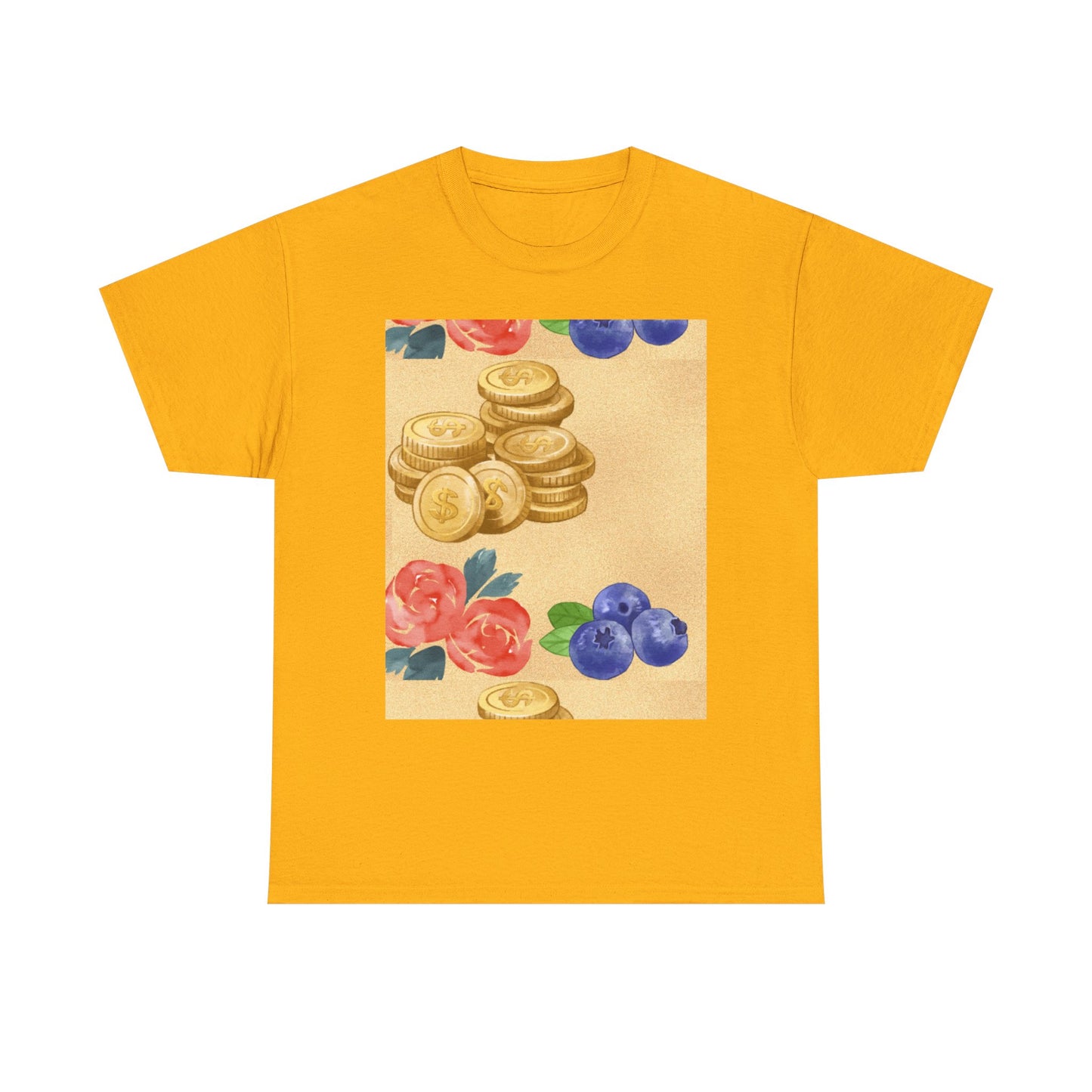 Christian Rainbow Chick Tee with 2 Peter 3:6-7 Scripture — Cute Floral & Coins Design