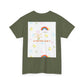 Christian Rainbow Chick Tee with 2 Peter 3:6-7 Scripture — Cute Floral & Coins Design