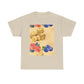 Christian Rainbow Chick Tee with 2 Peter 3:6-7 Scripture — Cute Floral & Coins Design