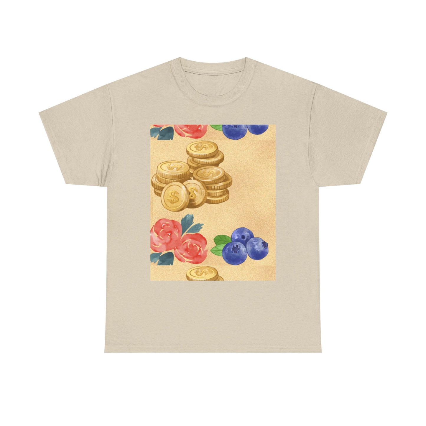 Christian Rainbow Chick Tee with 2 Peter 3:6-7 Scripture — Cute Floral & Coins Design