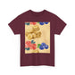 Christian Rainbow Chick Tee with 2 Peter 3:6-7 Scripture — Cute Floral & Coins Design