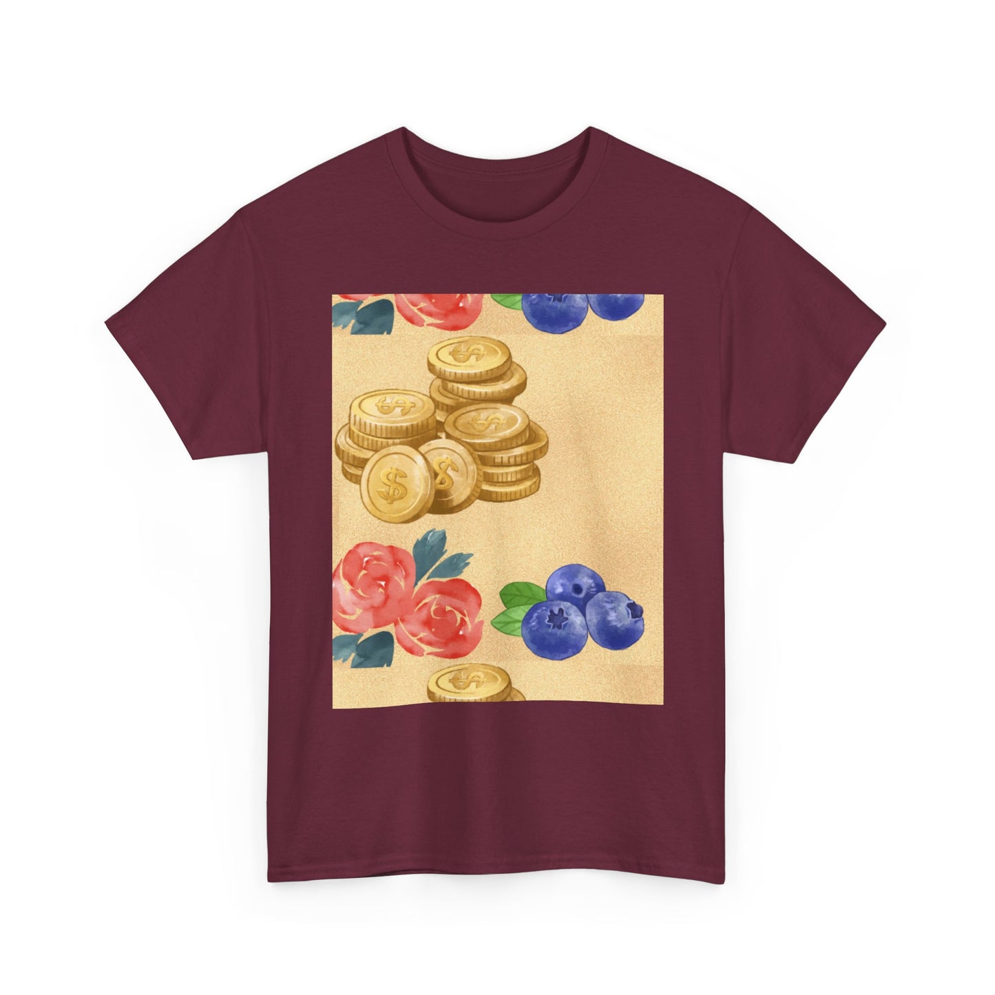 Christian Rainbow Chick Tee with 2 Peter 3:6-7 Scripture — Cute Floral & Coins Design