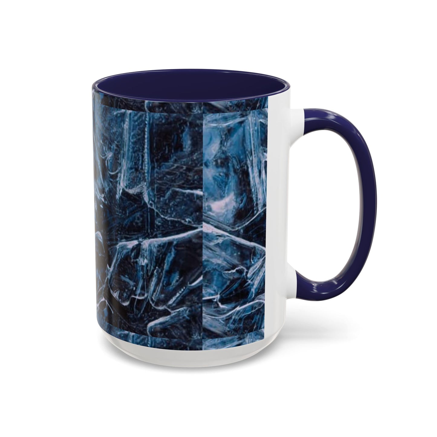 Blue Marble Accent Coffee Mug — Abstract Ice Pattern Ceramic Mug (11/15oz)