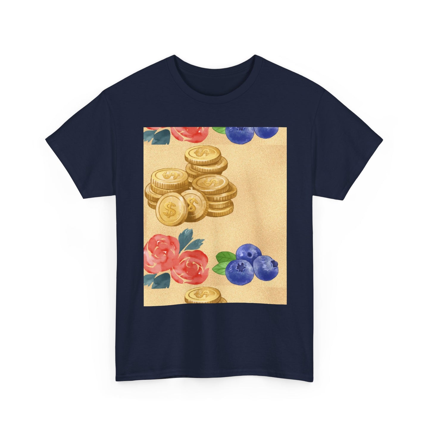 Christian Rainbow Chick Tee with 2 Peter 3:6-7 Scripture — Cute Floral & Coins Design