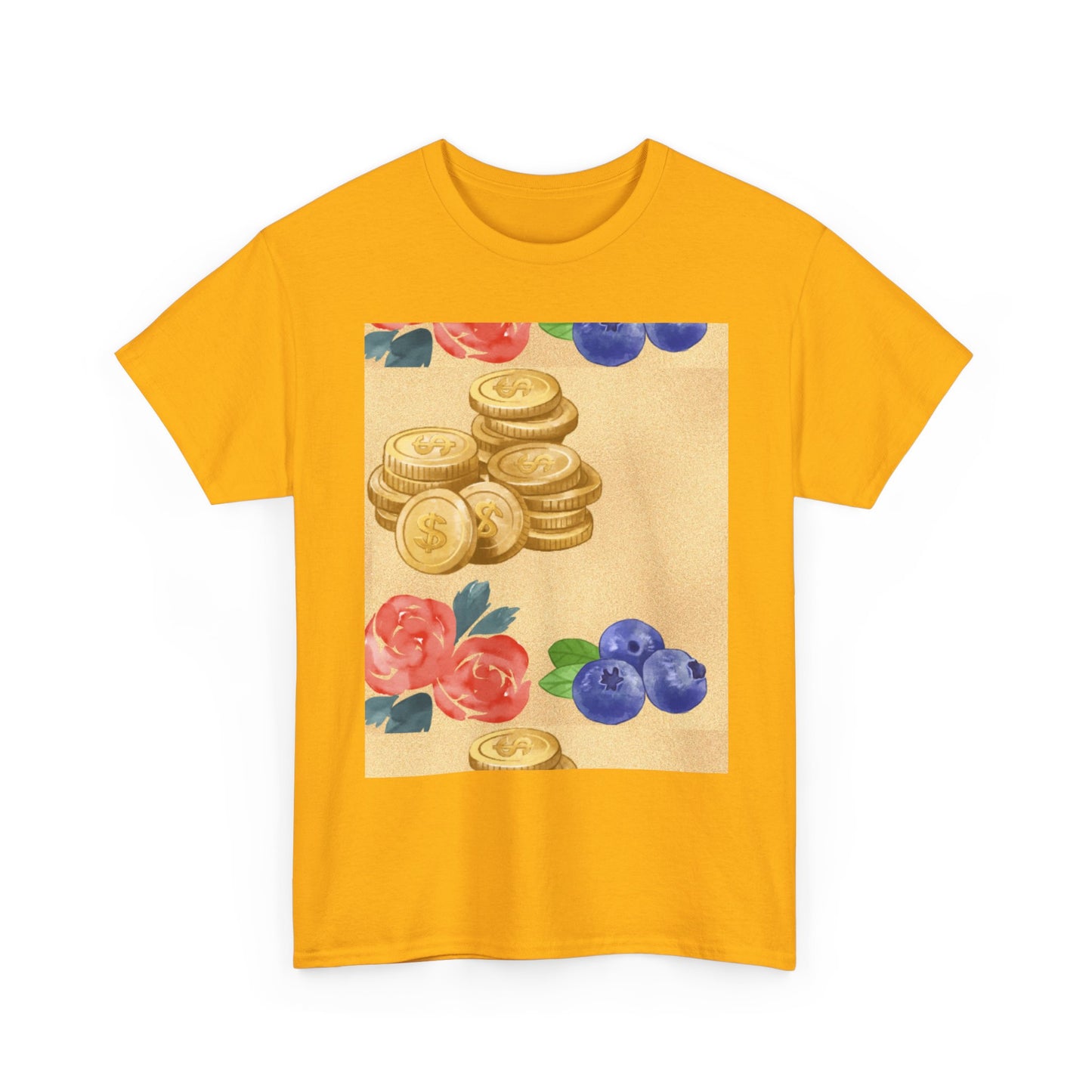 Christian Rainbow Chick Tee with 2 Peter 3:6-7 Scripture — Cute Floral & Coins Design