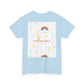 Christian Rainbow Chick Tee with 2 Peter 3:6-7 Scripture — Cute Floral & Coins Design