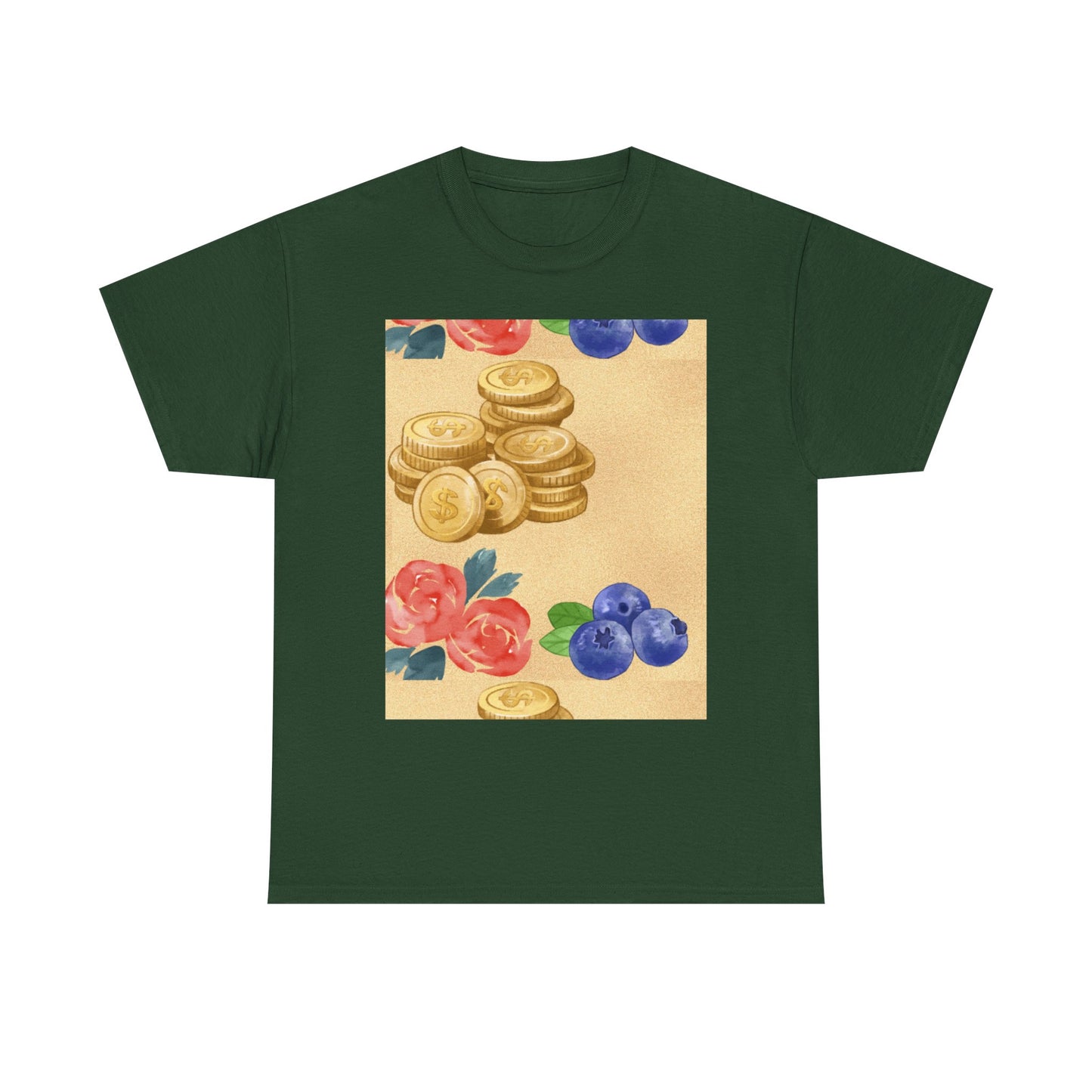 Christian Rainbow Chick Tee with 2 Peter 3:6-7 Scripture — Cute Floral & Coins Design