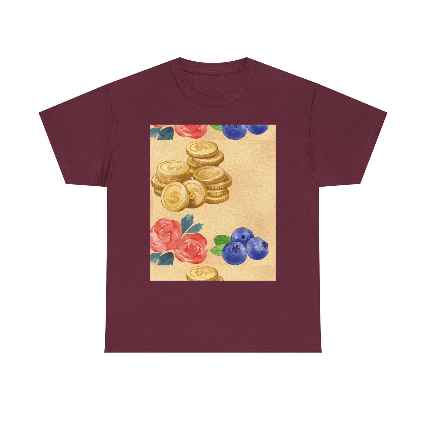 Christian Rainbow Chick Tee with 2 Peter 3:6-7 Scripture — Cute Floral & Coins Design