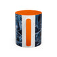 Blue Marble Accent Coffee Mug — Abstract Ice Pattern Ceramic Mug (11/15oz)