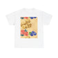 Christian Rainbow Chick Tee with 2 Peter 3:6-7 Scripture — Cute Floral & Coins Design
