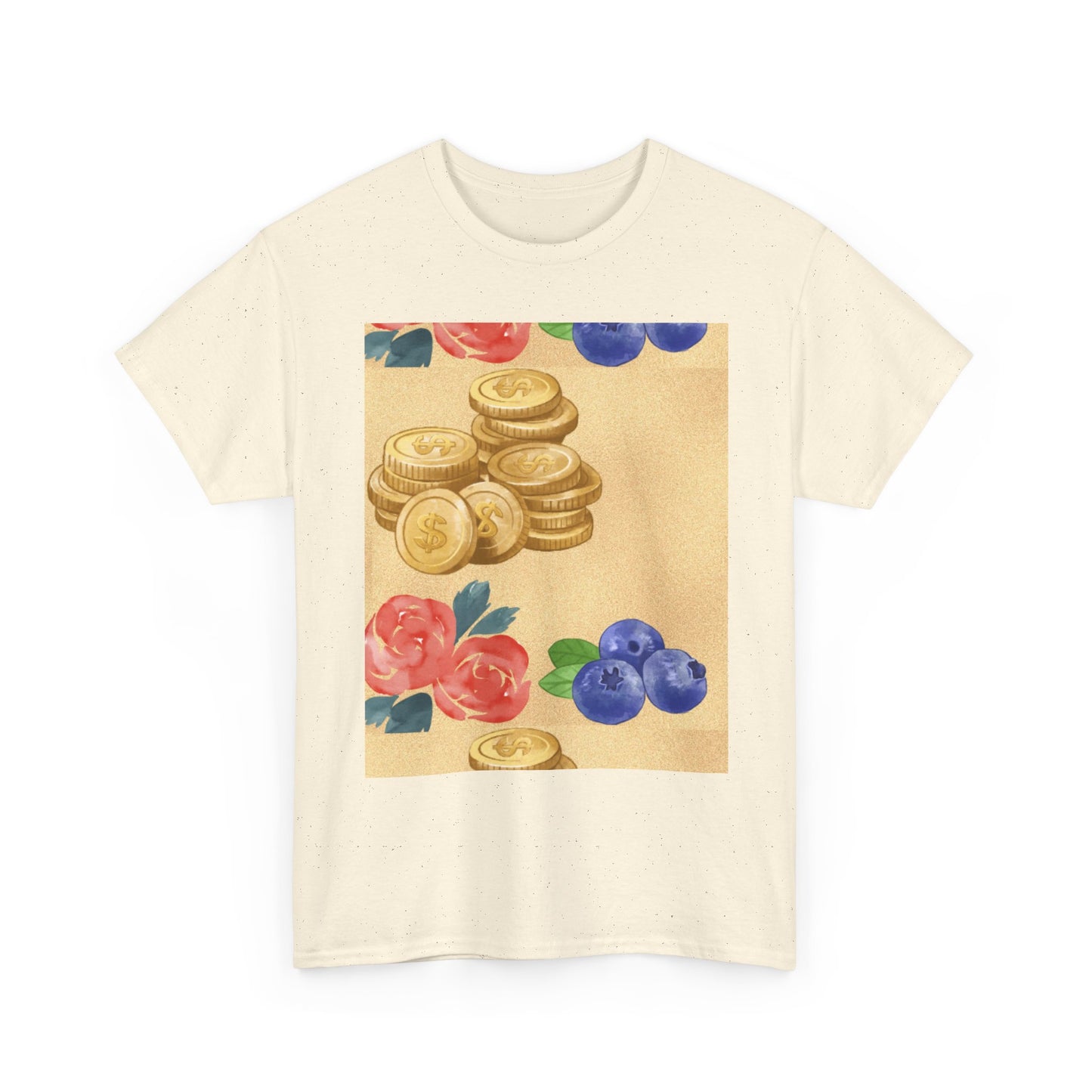 Christian Rainbow Chick Tee with 2 Peter 3:6-7 Scripture — Cute Floral & Coins Design