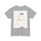 Christian Rainbow Chick Tee with 2 Peter 3:6-7 Scripture — Cute Floral & Coins Design
