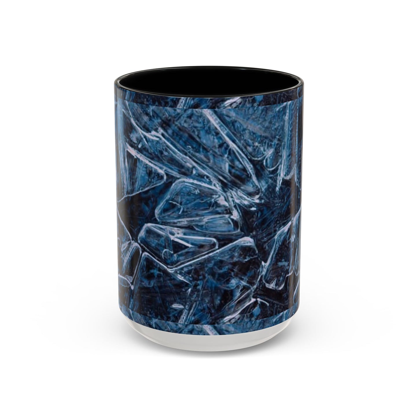 Blue Marble Accent Coffee Mug — Abstract Ice Pattern Ceramic Mug (11/15oz)
