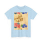 Christian Rainbow Chick Tee with 2 Peter 3:6-7 Scripture — Cute Floral & Coins Design