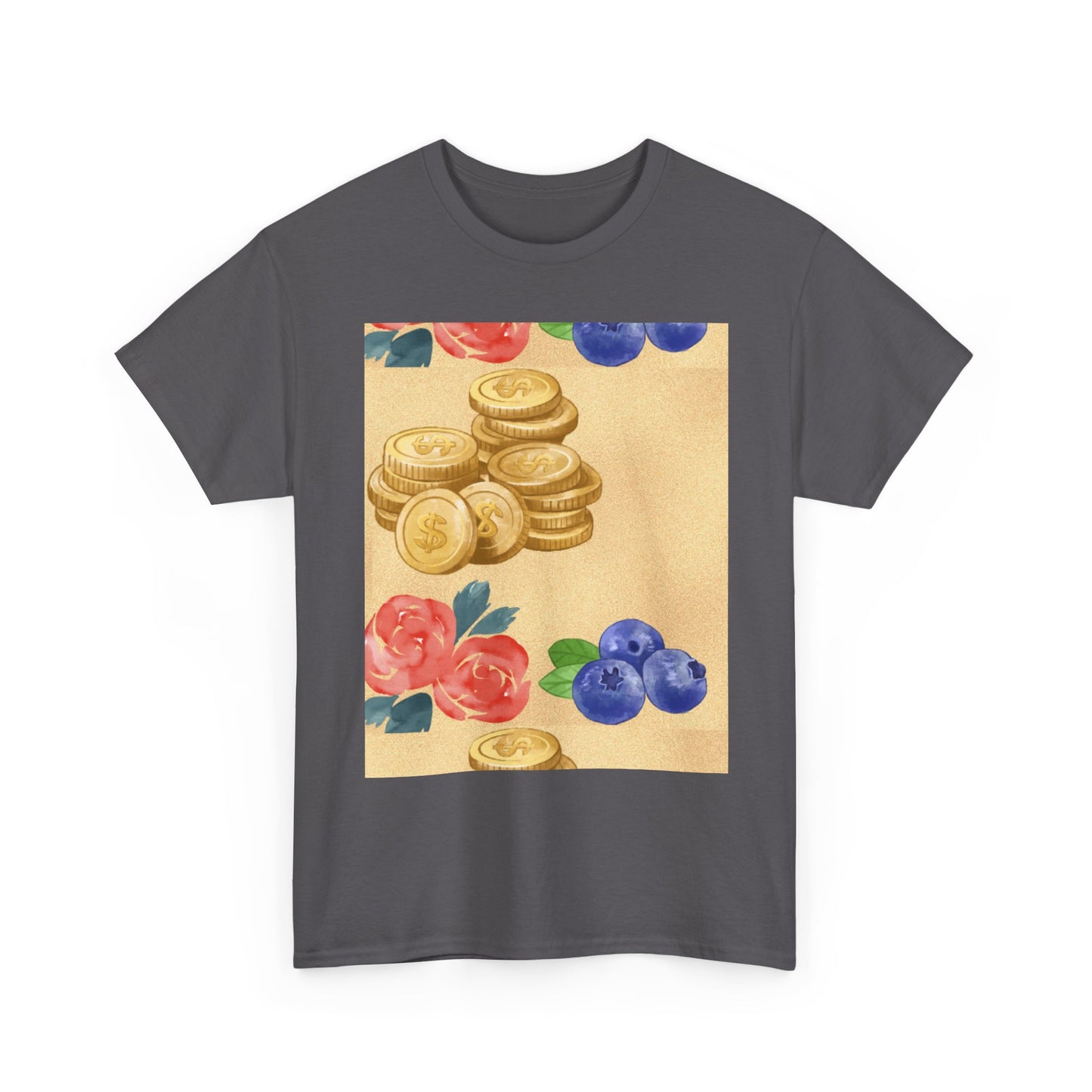 Christian Rainbow Chick Tee with 2 Peter 3:6-7 Scripture — Cute Floral & Coins Design