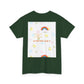 Christian Rainbow Chick Tee with 2 Peter 3:6-7 Scripture — Cute Floral & Coins Design