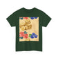 Christian Rainbow Chick Tee with 2 Peter 3:6-7 Scripture — Cute Floral & Coins Design