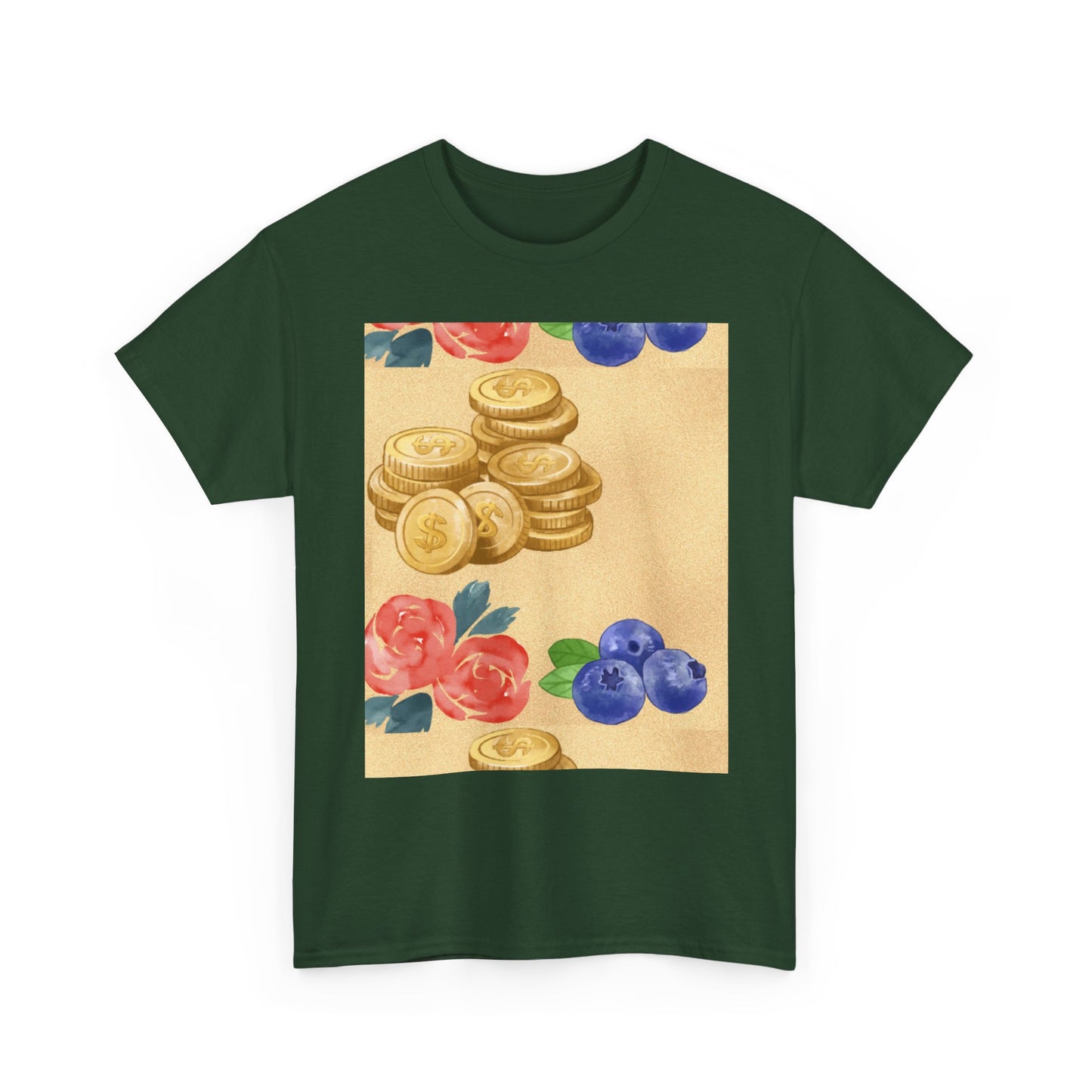 Christian Rainbow Chick Tee with 2 Peter 3:6-7 Scripture — Cute Floral & Coins Design