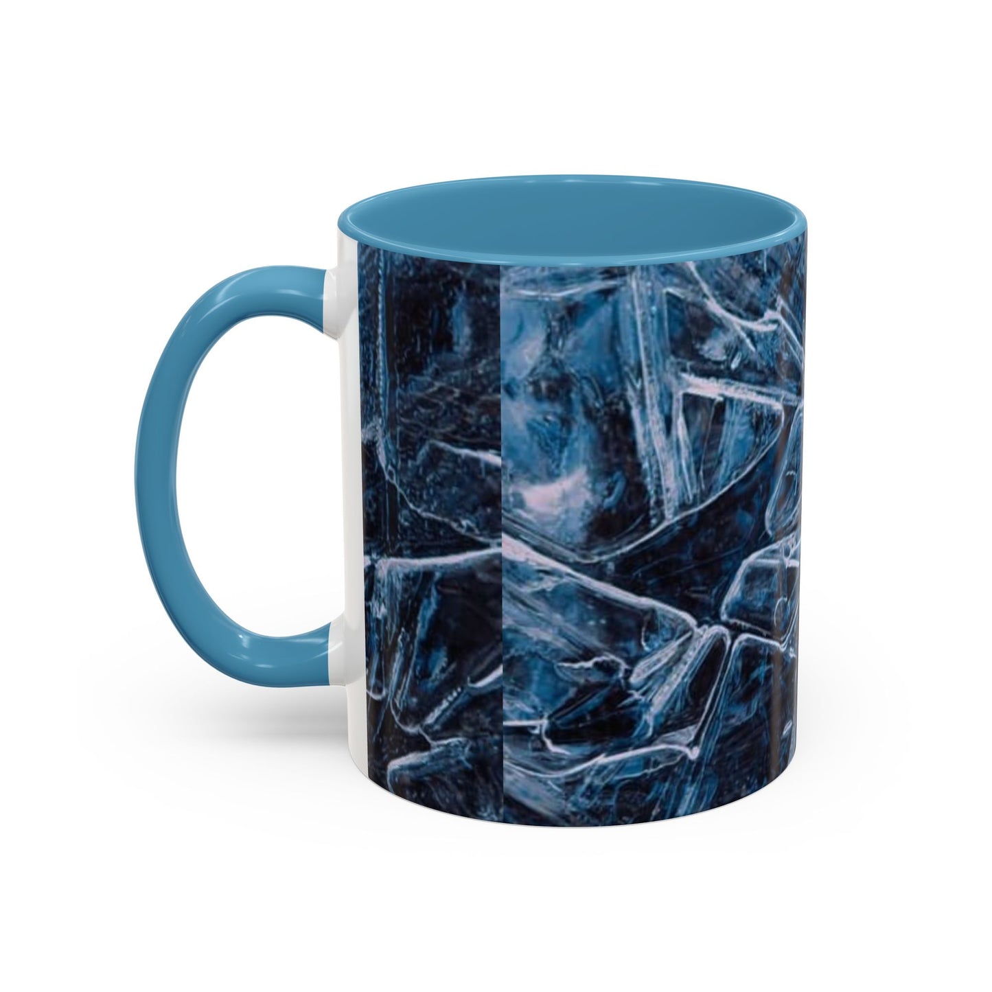 Blue Marble Accent Coffee Mug — Abstract Ice Pattern Ceramic Mug (11/15oz)