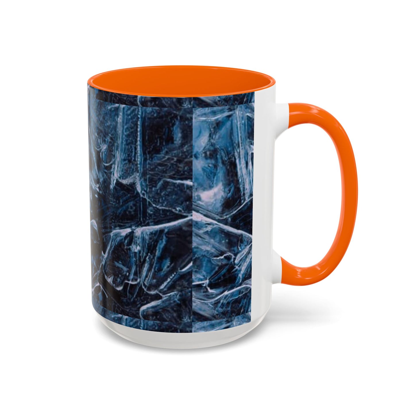 Blue Marble Accent Coffee Mug — Abstract Ice Pattern Ceramic Mug (11/15oz)