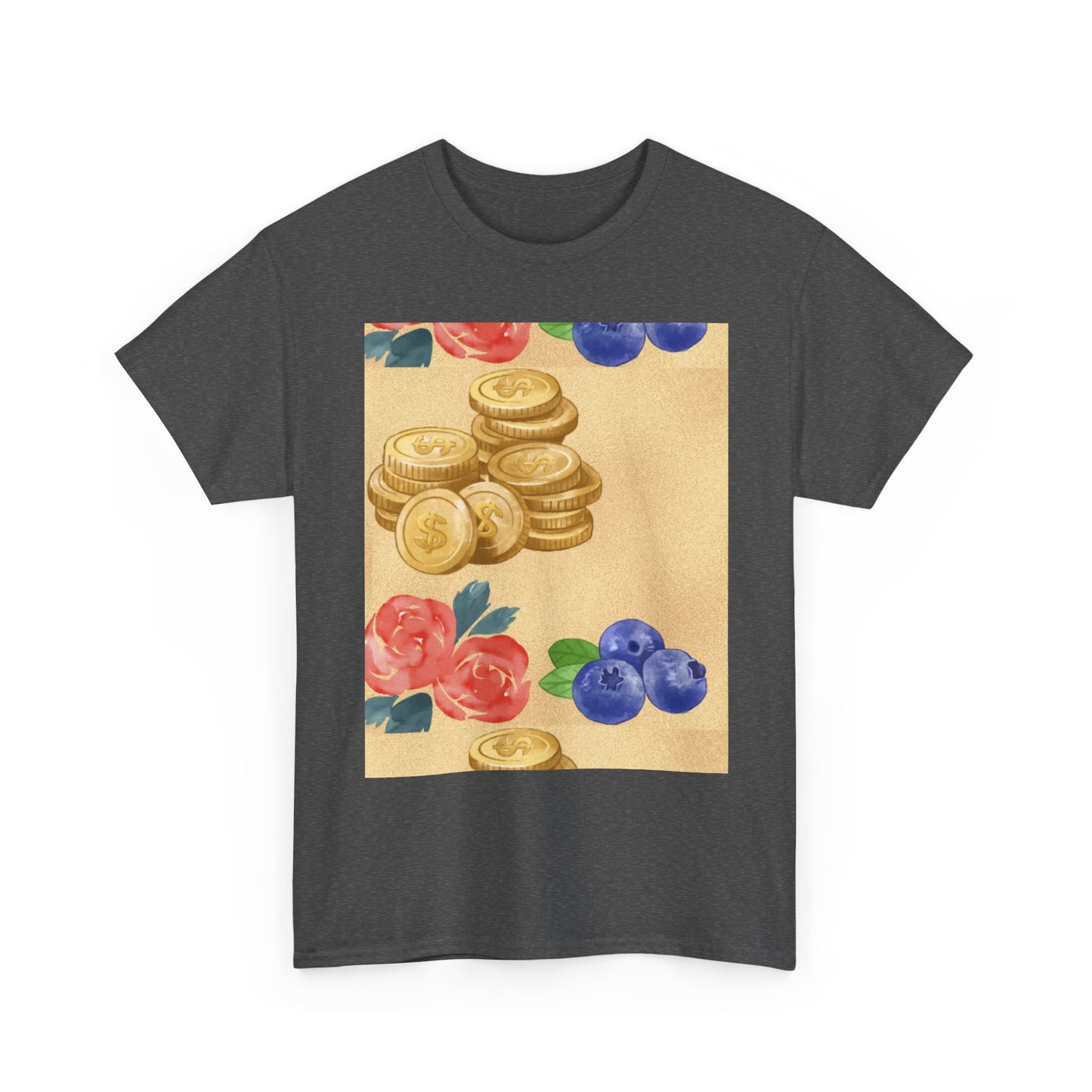 Christian Rainbow Chick Tee with 2 Peter 3:6-7 Scripture — Cute Floral & Coins Design