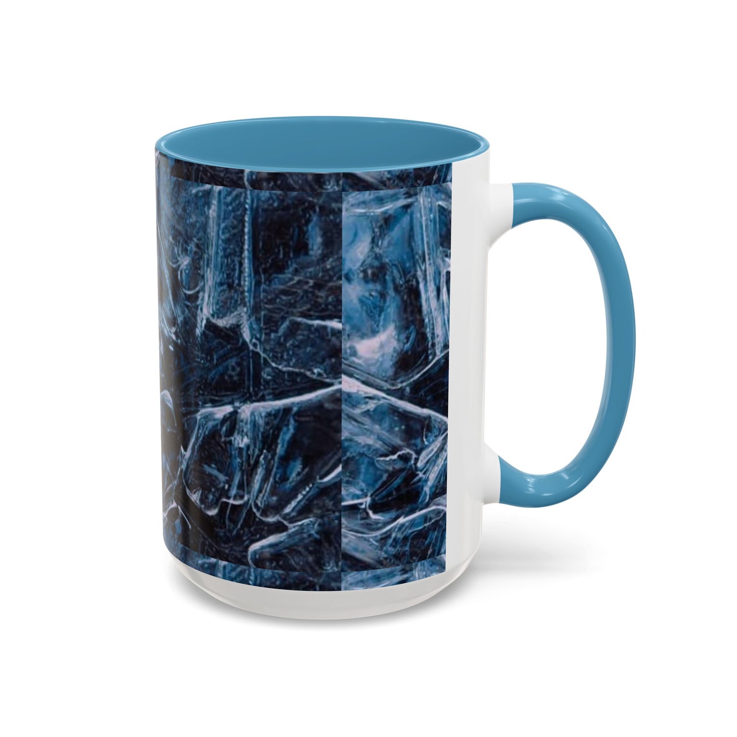 Blue Marble Accent Coffee Mug — Abstract Ice Pattern Ceramic Mug (11/15oz)