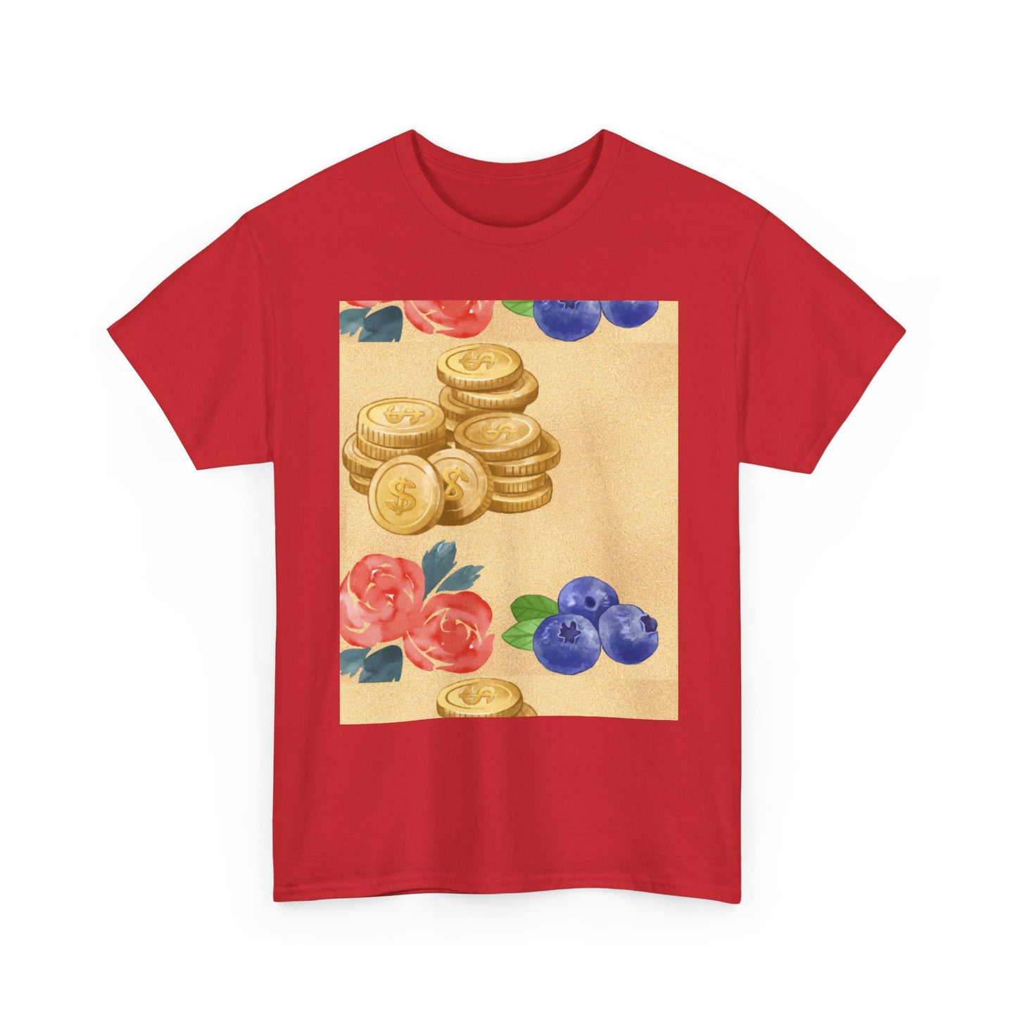 Christian Rainbow Chick Tee with 2 Peter 3:6-7 Scripture — Cute Floral & Coins Design