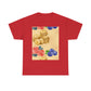 Christian Rainbow Chick Tee with 2 Peter 3:6-7 Scripture — Cute Floral & Coins Design
