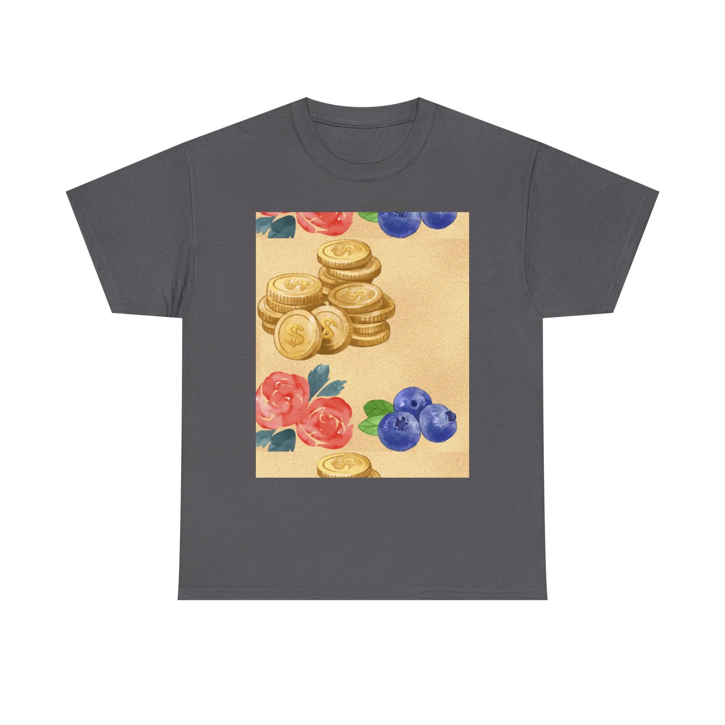 Christian Rainbow Chick Tee with 2 Peter 3:6-7 Scripture — Cute Floral & Coins Design