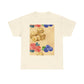 Christian Rainbow Chick Tee with 2 Peter 3:6-7 Scripture — Cute Floral & Coins Design