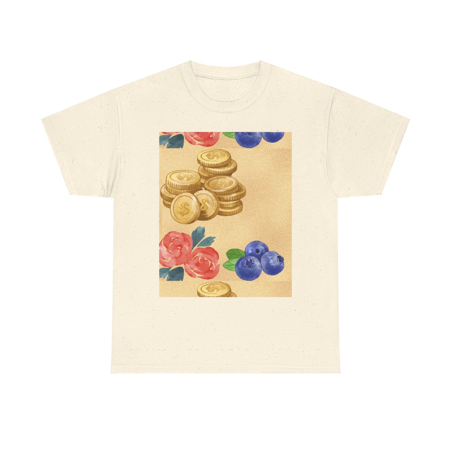 Christian Rainbow Chick Tee with 2 Peter 3:6-7 Scripture — Cute Floral & Coins Design
