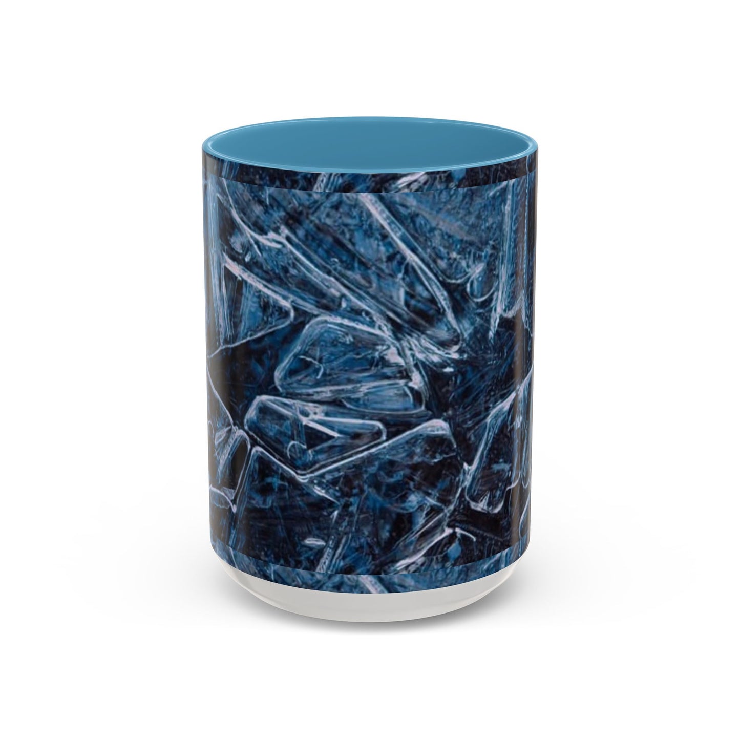Blue Marble Accent Coffee Mug — Abstract Ice Pattern Ceramic Mug (11/15oz)