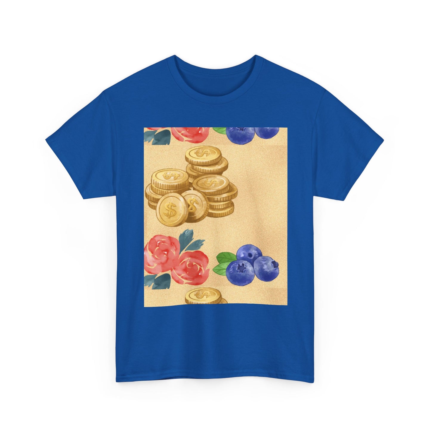 Christian Rainbow Chick Tee with 2 Peter 3:6-7 Scripture — Cute Floral & Coins Design