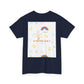 Christian Rainbow Chick Tee with 2 Peter 3:6-7 Scripture — Cute Floral & Coins Design
