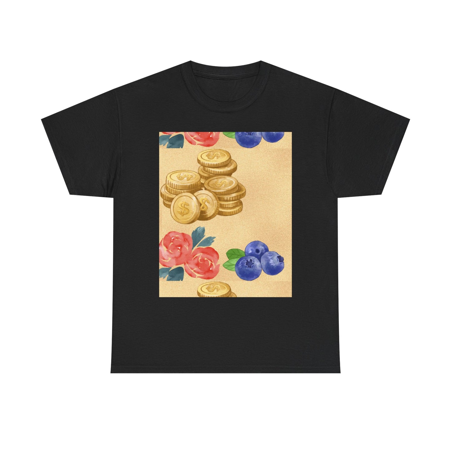 Christian Rainbow Chick Tee with 2 Peter 3:6-7 Scripture — Cute Floral & Coins Design