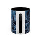 Blue Marble Accent Coffee Mug — Abstract Ice Pattern Ceramic Mug (11/15oz)
