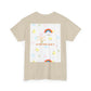 Christian Rainbow Chick Tee with 2 Peter 3:6-7 Scripture — Cute Floral & Coins Design