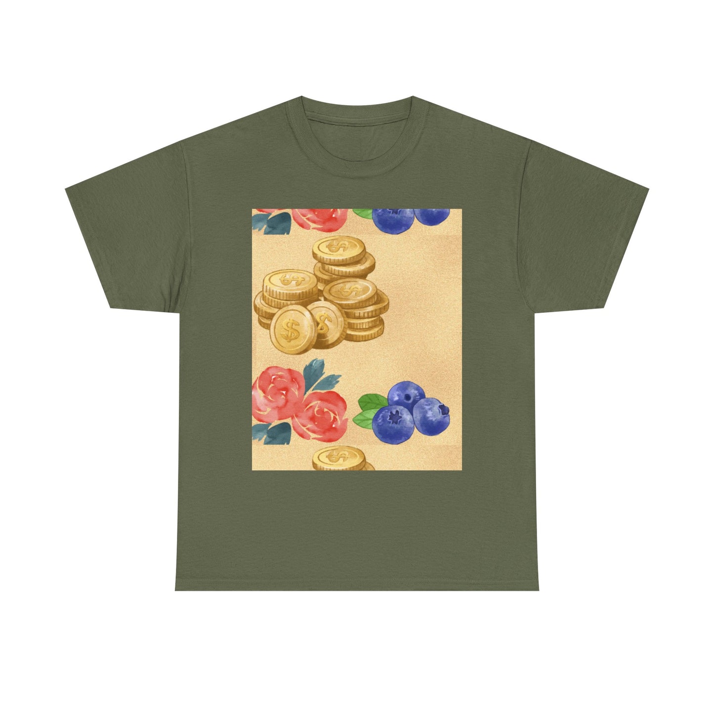 Christian Rainbow Chick Tee with 2 Peter 3:6-7 Scripture — Cute Floral & Coins Design